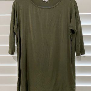 A-LINE Hawaii Olive Green Top Blouse S (378)